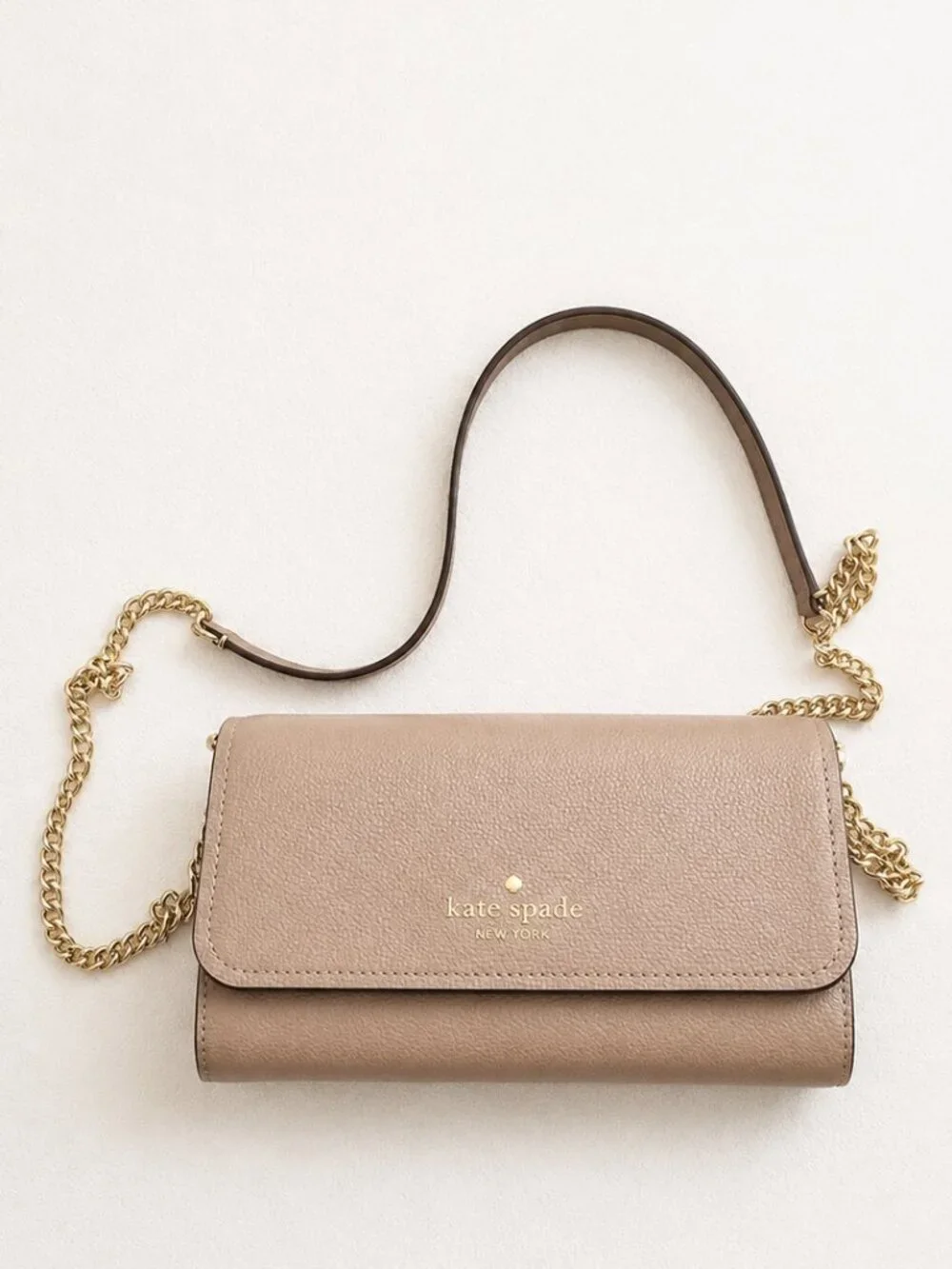Kate Spade Refined Grain Leather Crossbody Wallet – New Without Tags Taupe Rose